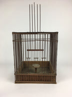 Japanese Handmade Wooden Birdcage Vtg Bamboo Torikago Brown JK262