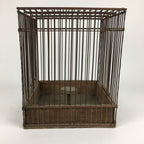 Japanese Handmade Wooden Birdcage Vtg Bamboo Torikago Brown JK262