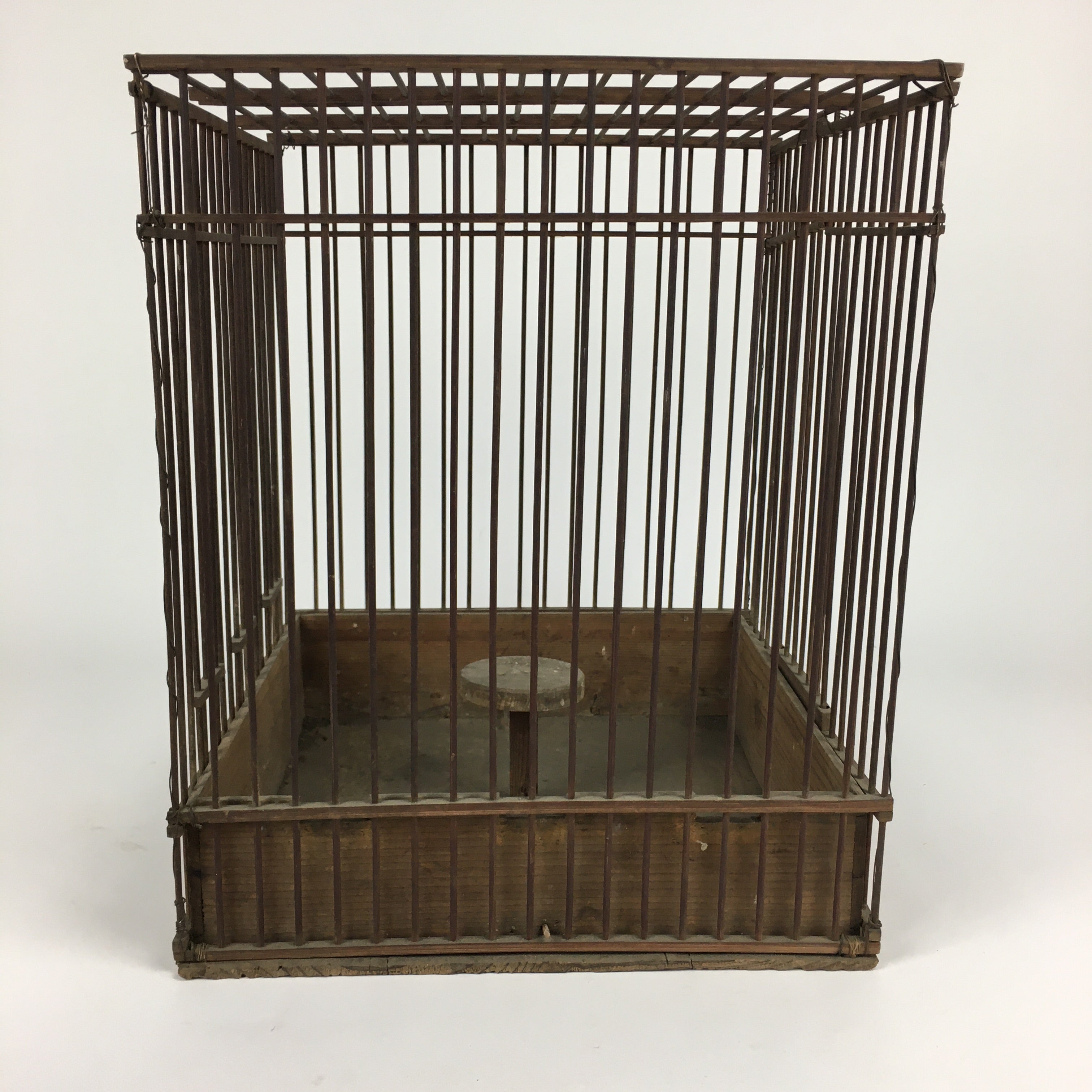 Japanese Handmade Wooden Birdcage Vtg Bamboo Torikago Brown JK262