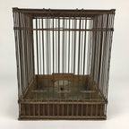 Japanese Handmade Wooden Birdcage Vtg Bamboo Torikago Brown JK262