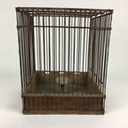 Japanese Handmade Wooden Birdcage Vtg Bamboo Torikago Brown JK262