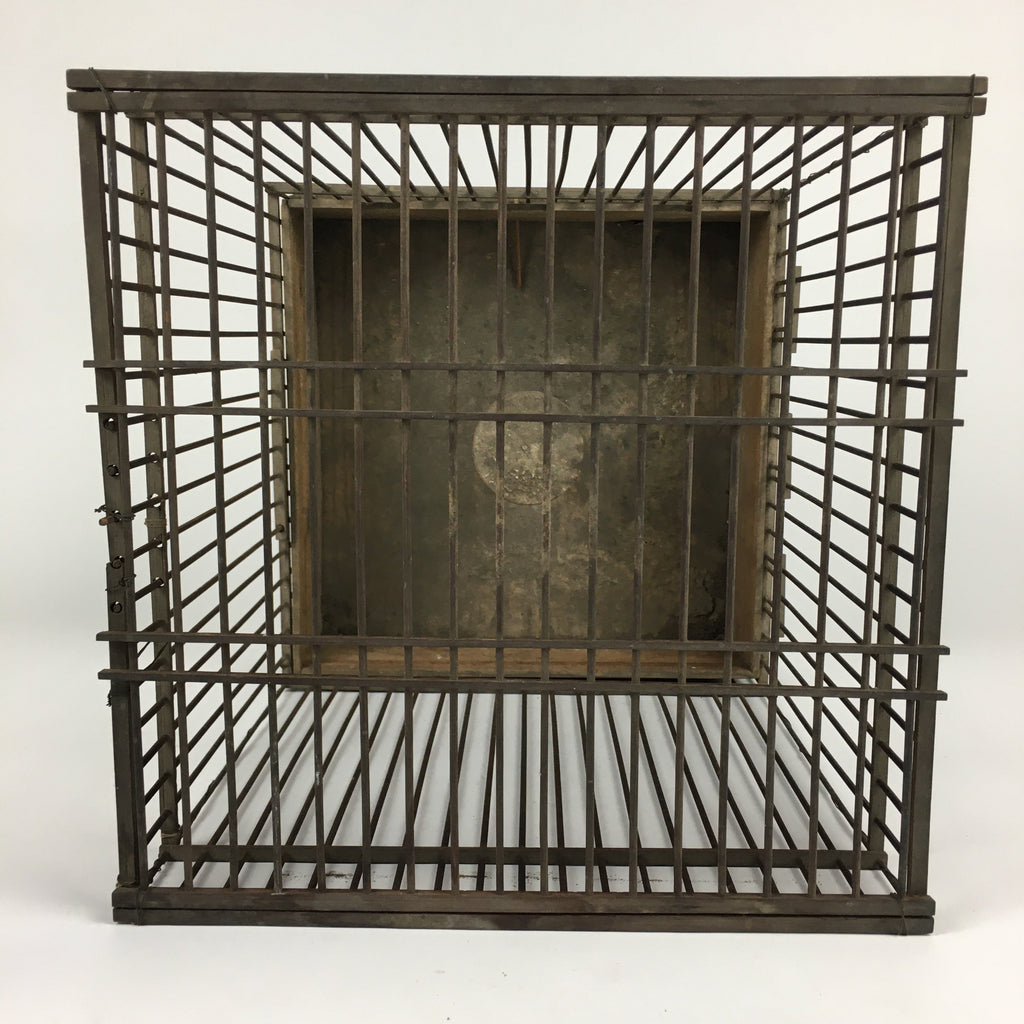 Japanese Handmade Wooden Birdcage Vtg Bamboo Torikago Brown JK262