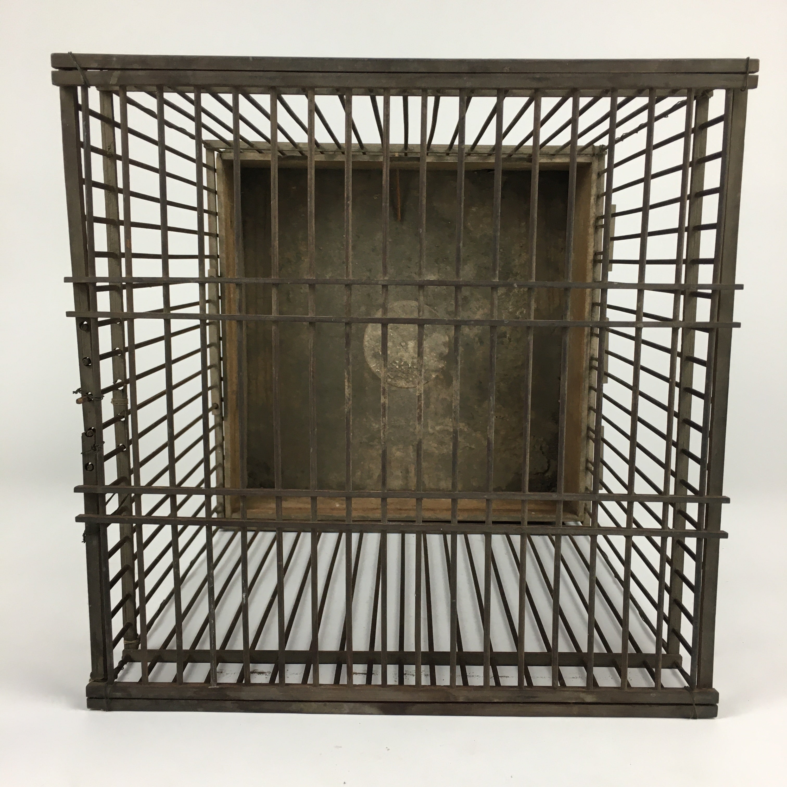 Japanese Handmade Wooden Birdcage Vtg Bamboo Torikago Brown JK262