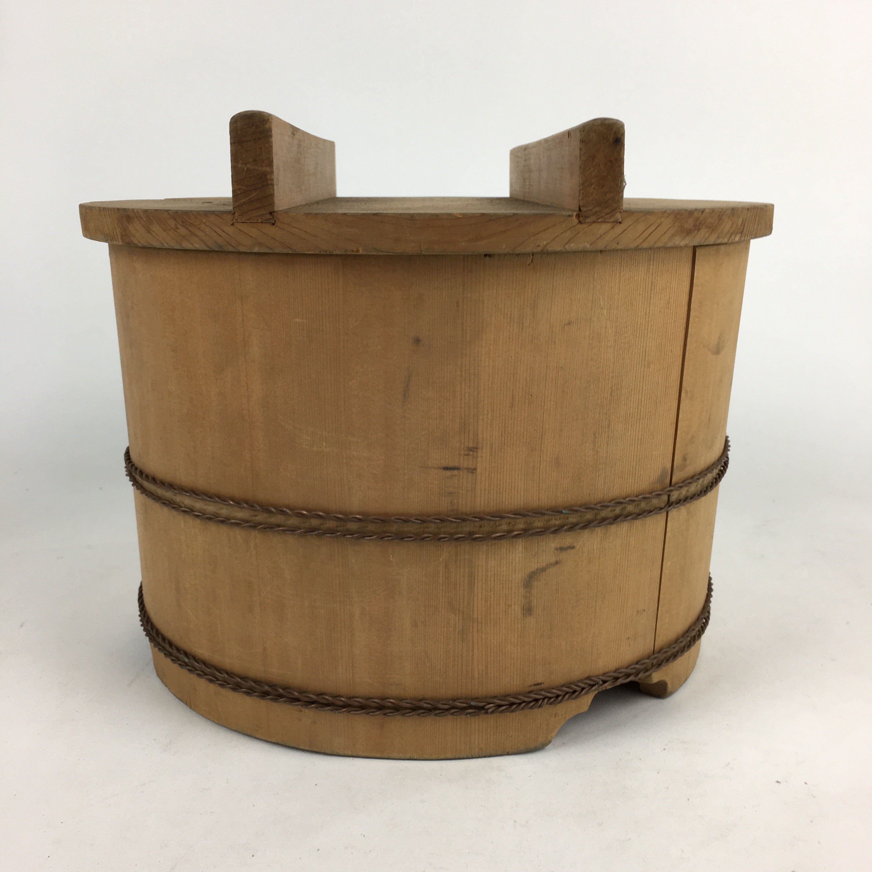 Japanese Handmade Wooden Bucket Oke Vtg Sushi Rice Water Pickles JK280