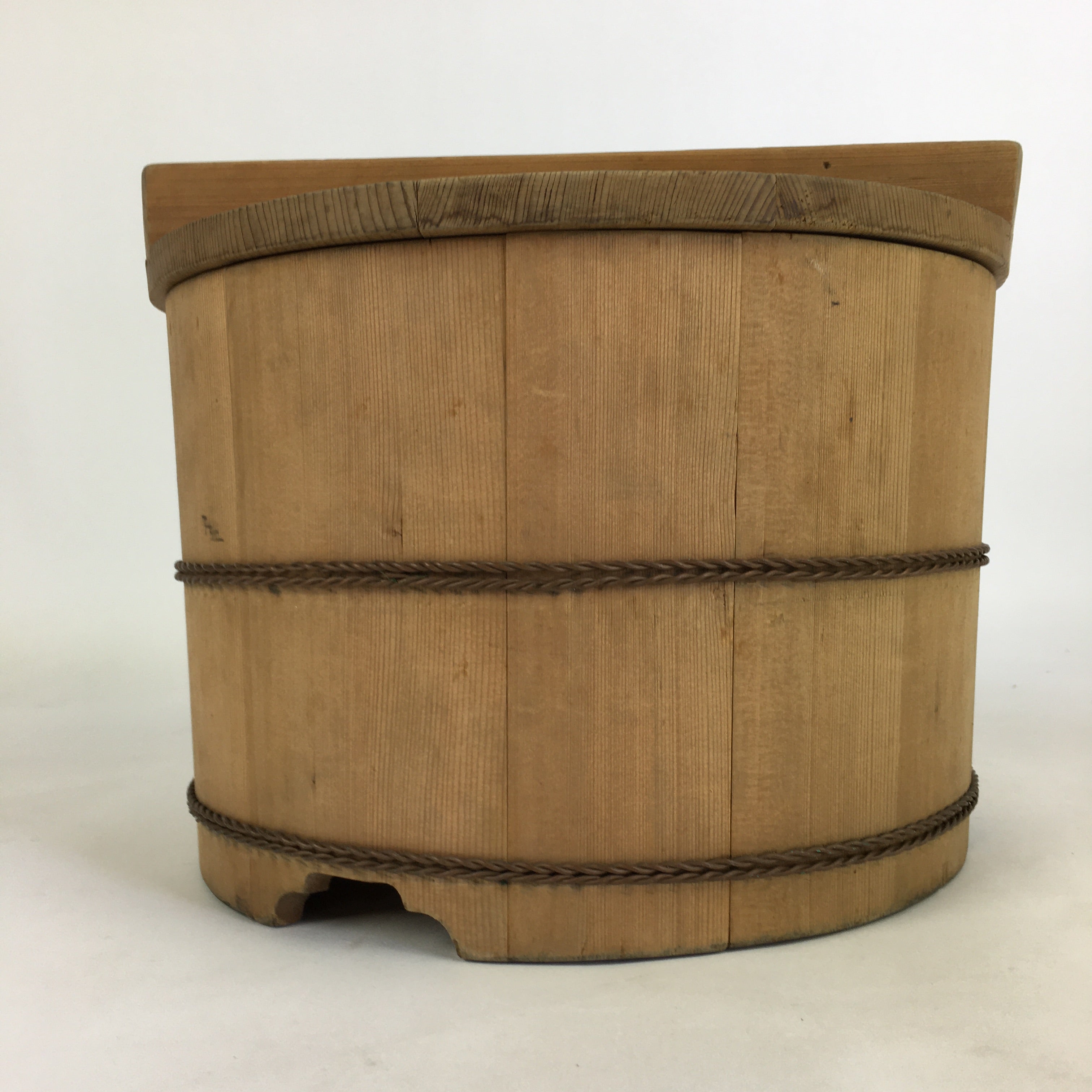 Japanese Handmade Wooden Lidded Bucket Oke Vtg Sushi Pickles JK304