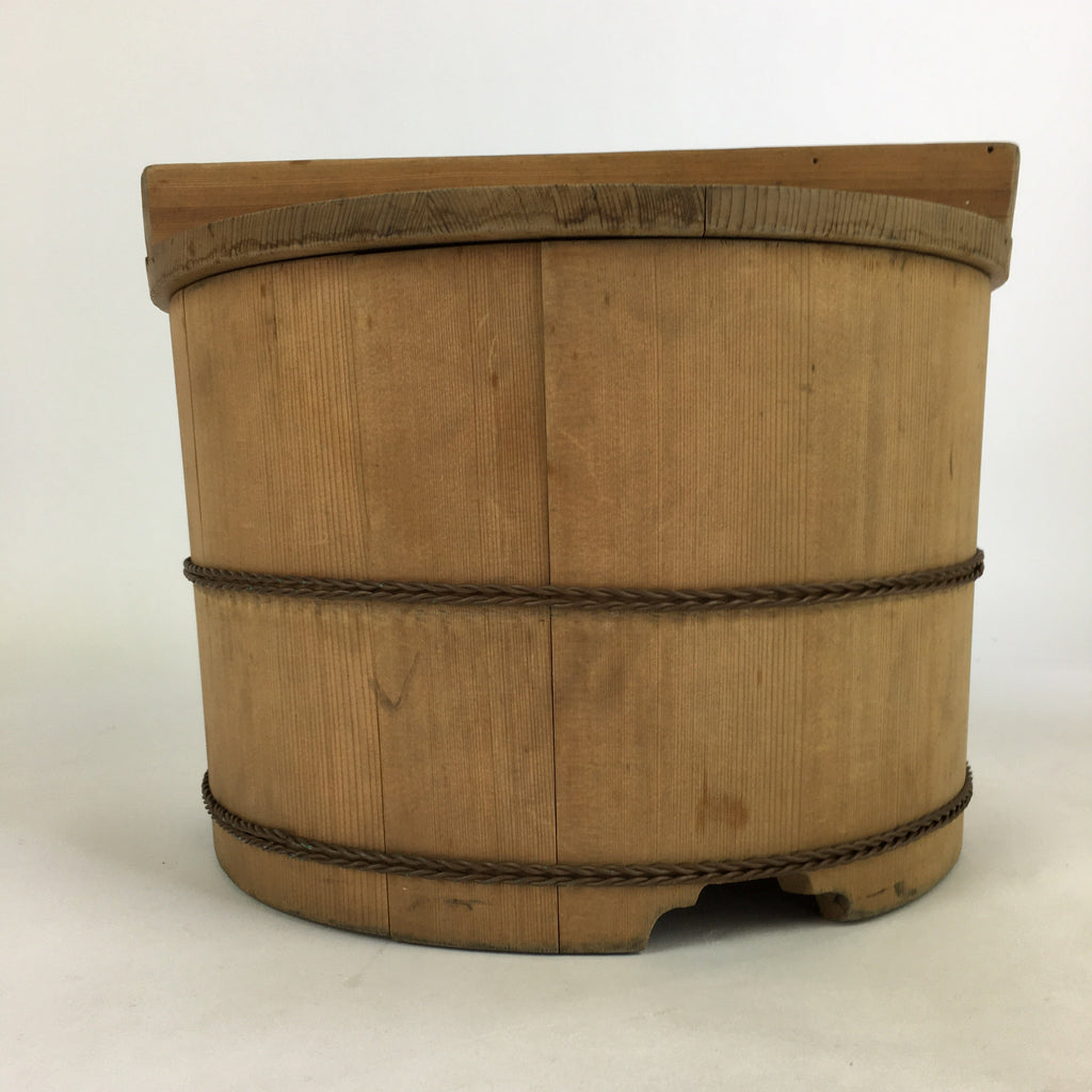 Japanese Handmade Wooden Lidded Bucket Oke Vtg Sushi Pickles JK304