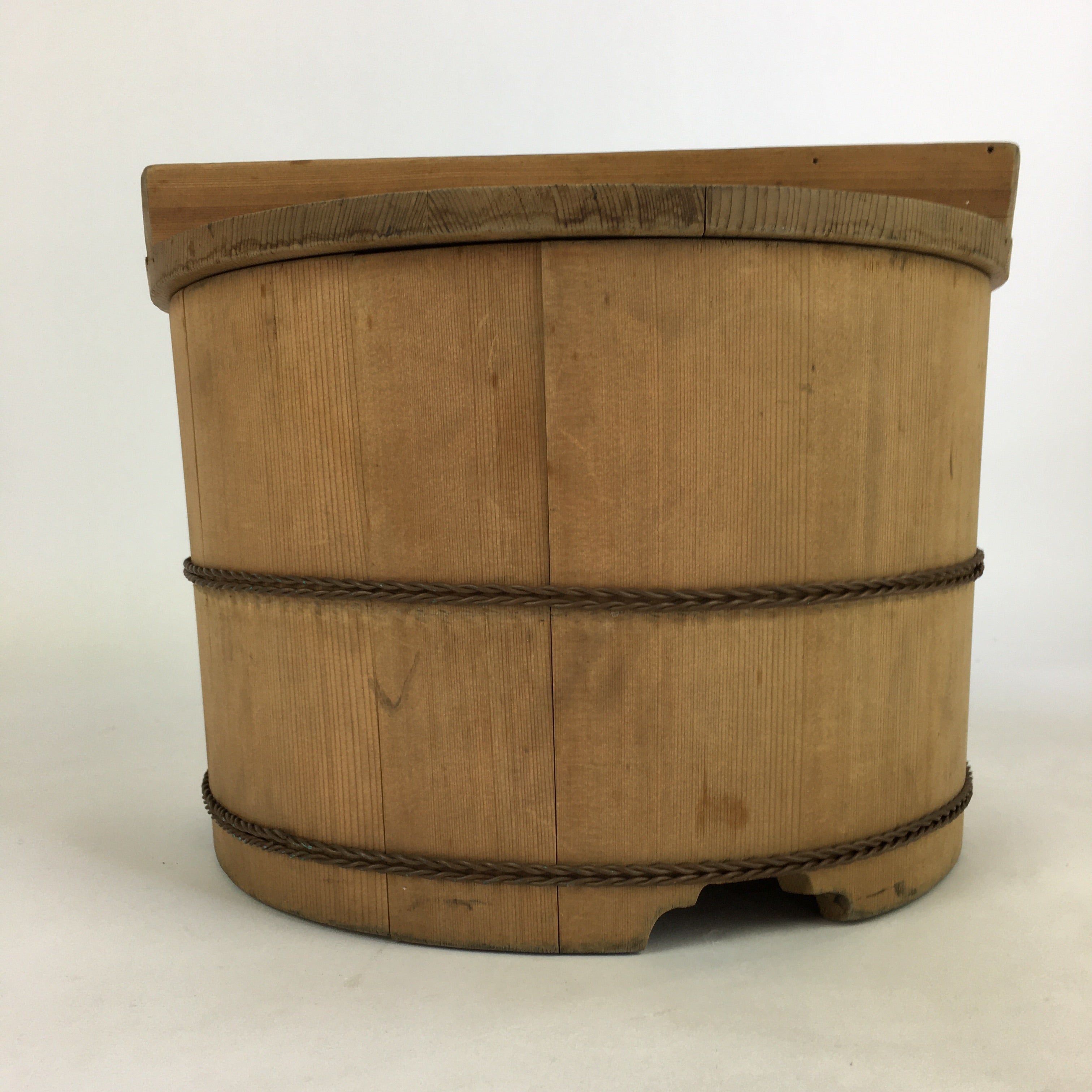 Japanese Handmade Wooden Lidded Bucket Oke Vtg Sushi Pickles JK304