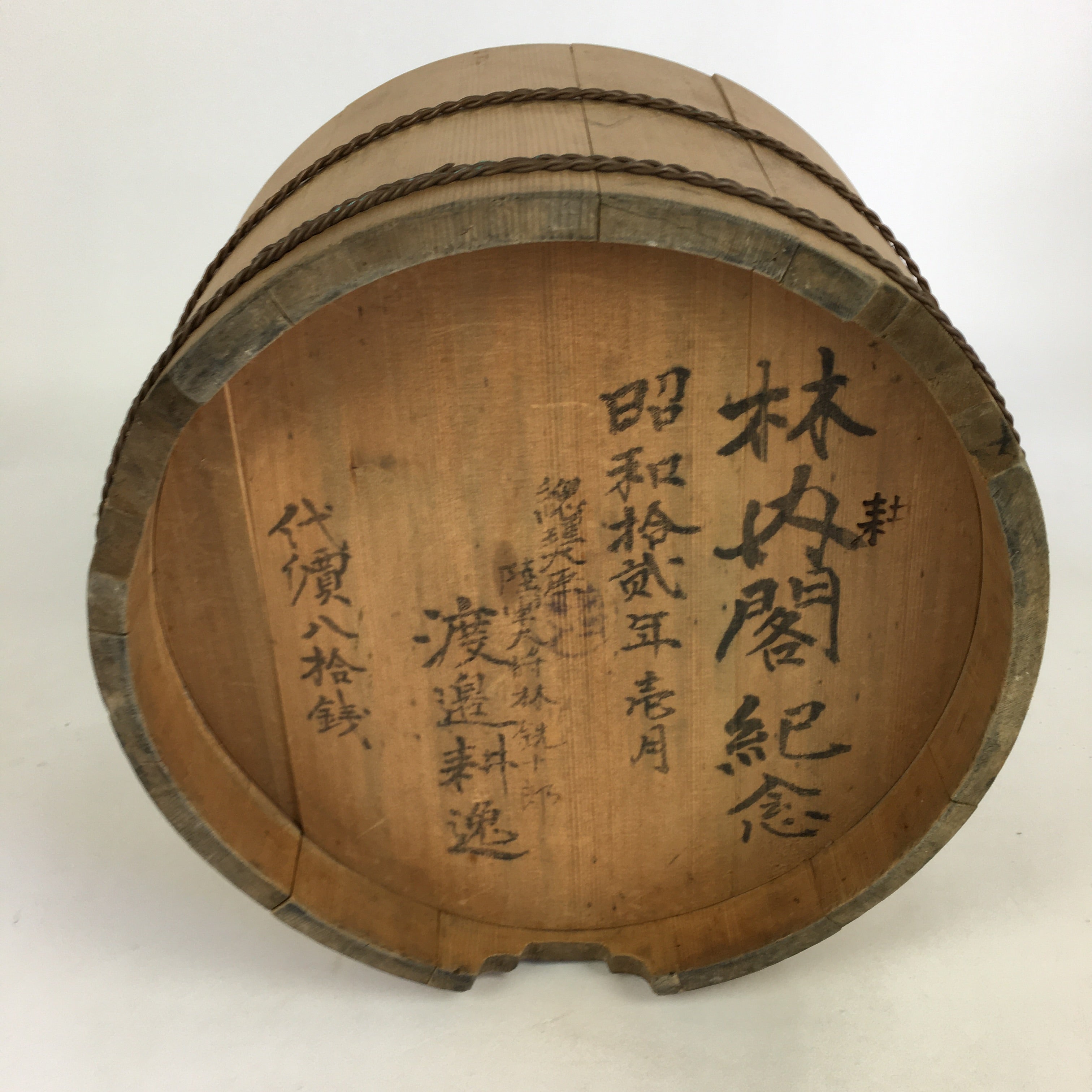 Japanese Handmade Wooden Lidded Bucket Oke Vtg Sushi Pickles JK304