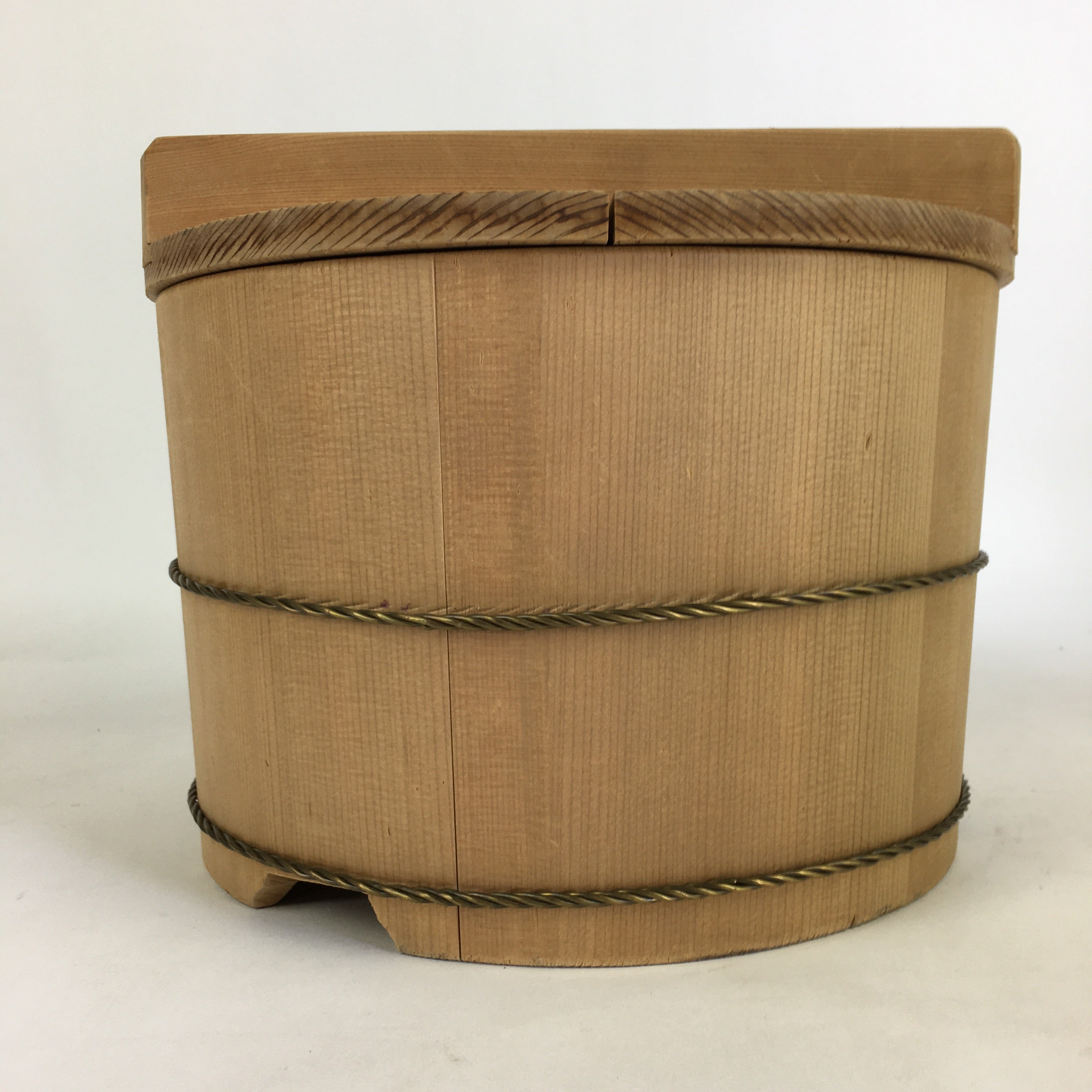 Japanese Handmade Wooden Lidded Bucket Oke Vtg Sushi Pickles JK305