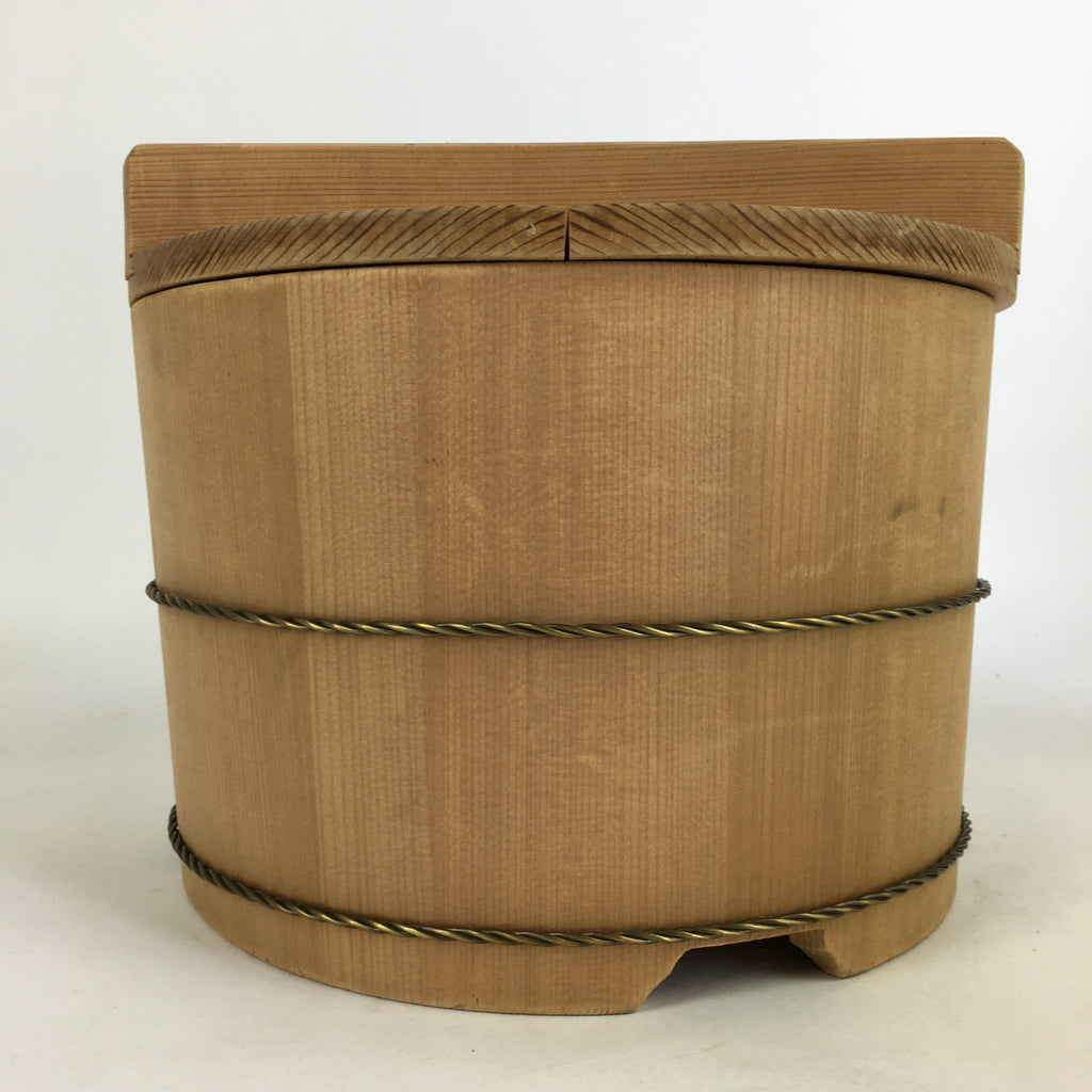 Japanese Handmade Wooden Lidded Bucket Oke Vtg Sushi Pickles JK305