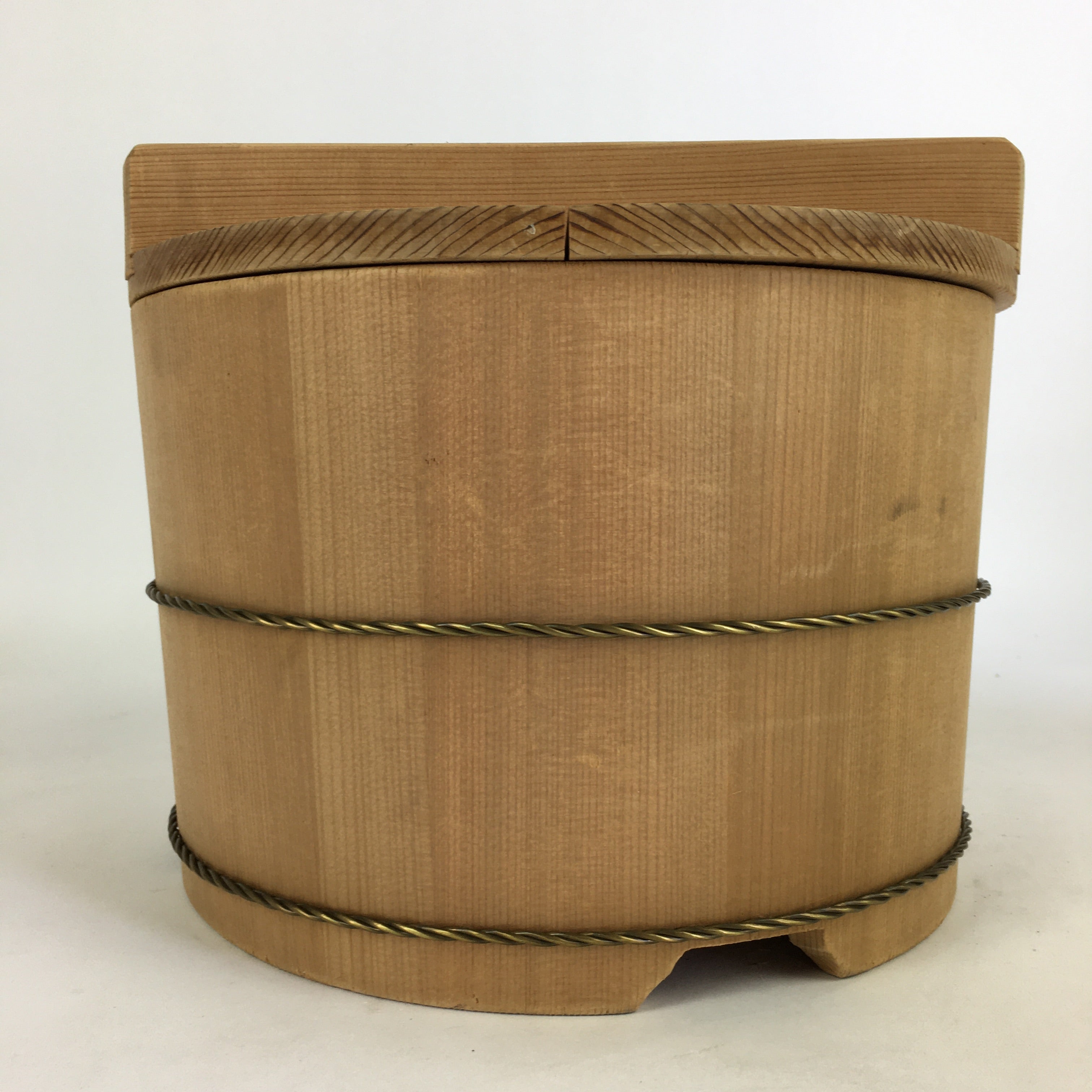 Japanese Handmade Wooden Lidded Bucket Oke Vtg Sushi Pickles JK305
