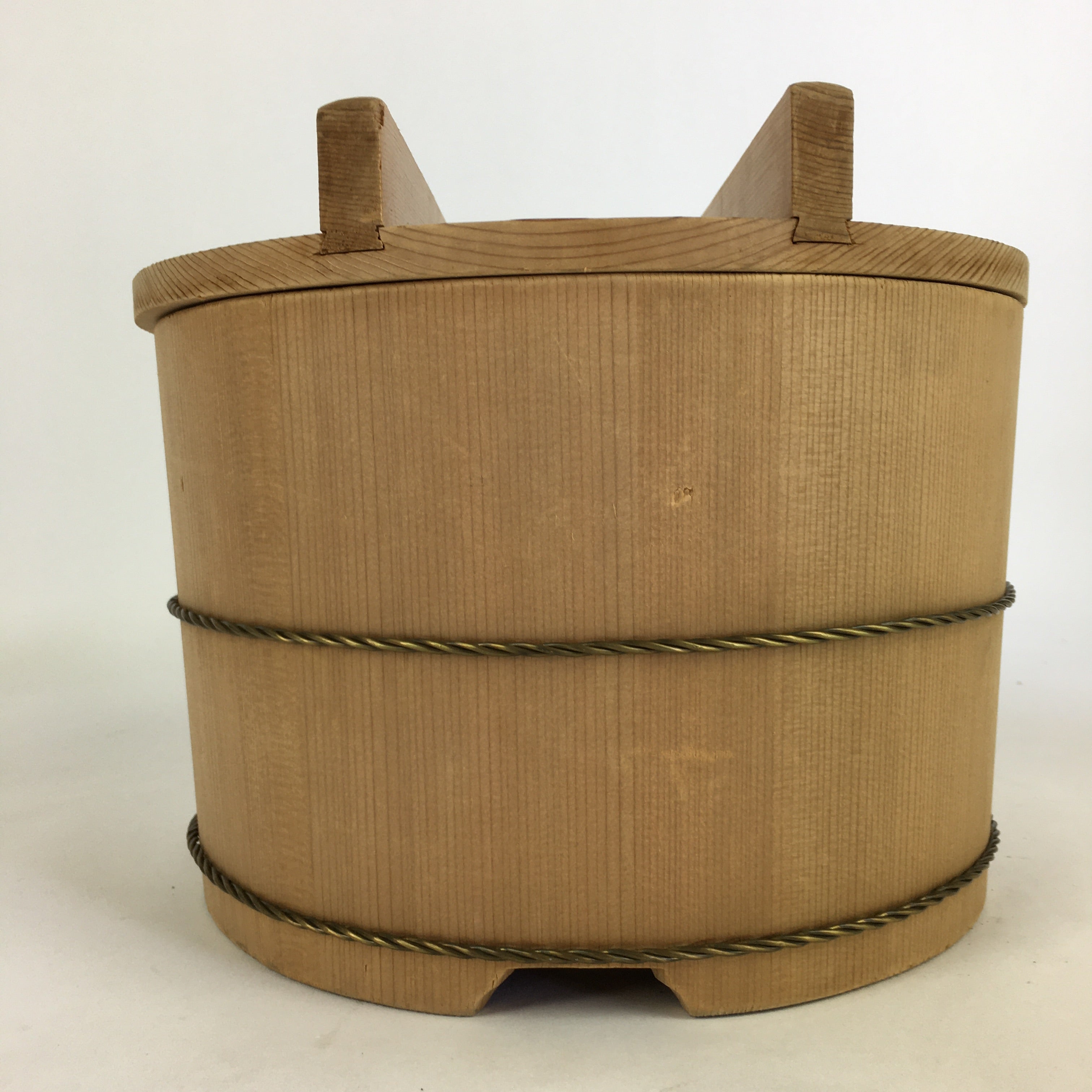 Japanese Handmade Wooden Lidded Bucket Oke Vtg Sushi Pickles JK305