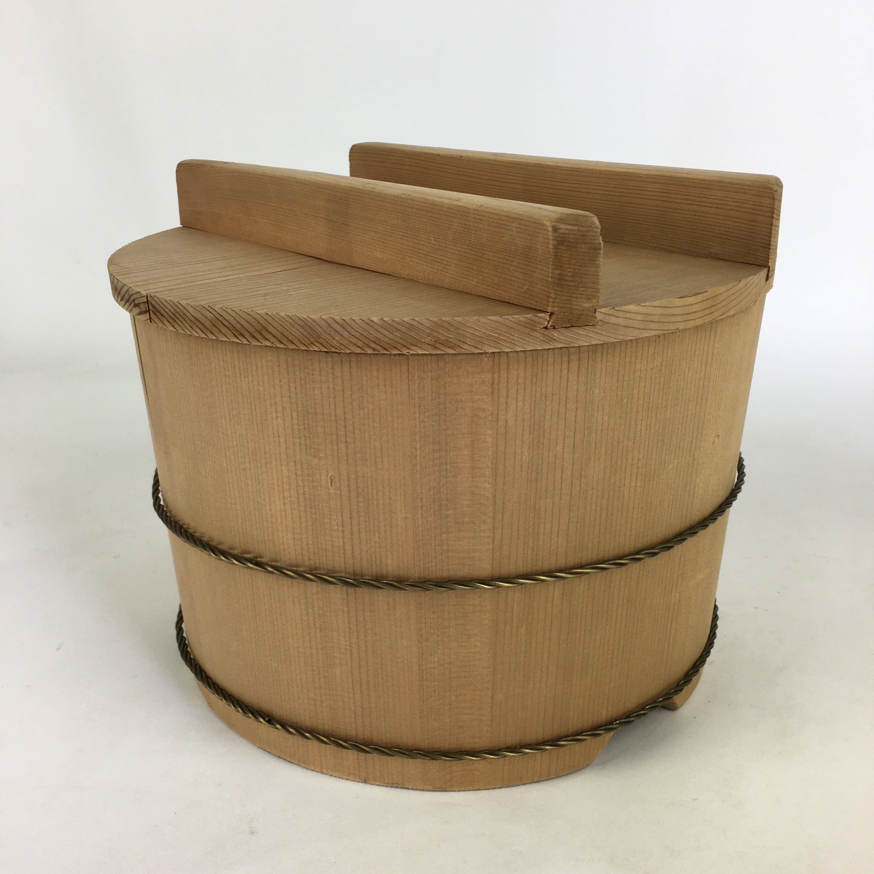 Japanese Handmade Wooden Lidded Bucket Oke Vtg Sushi Pickles JK305