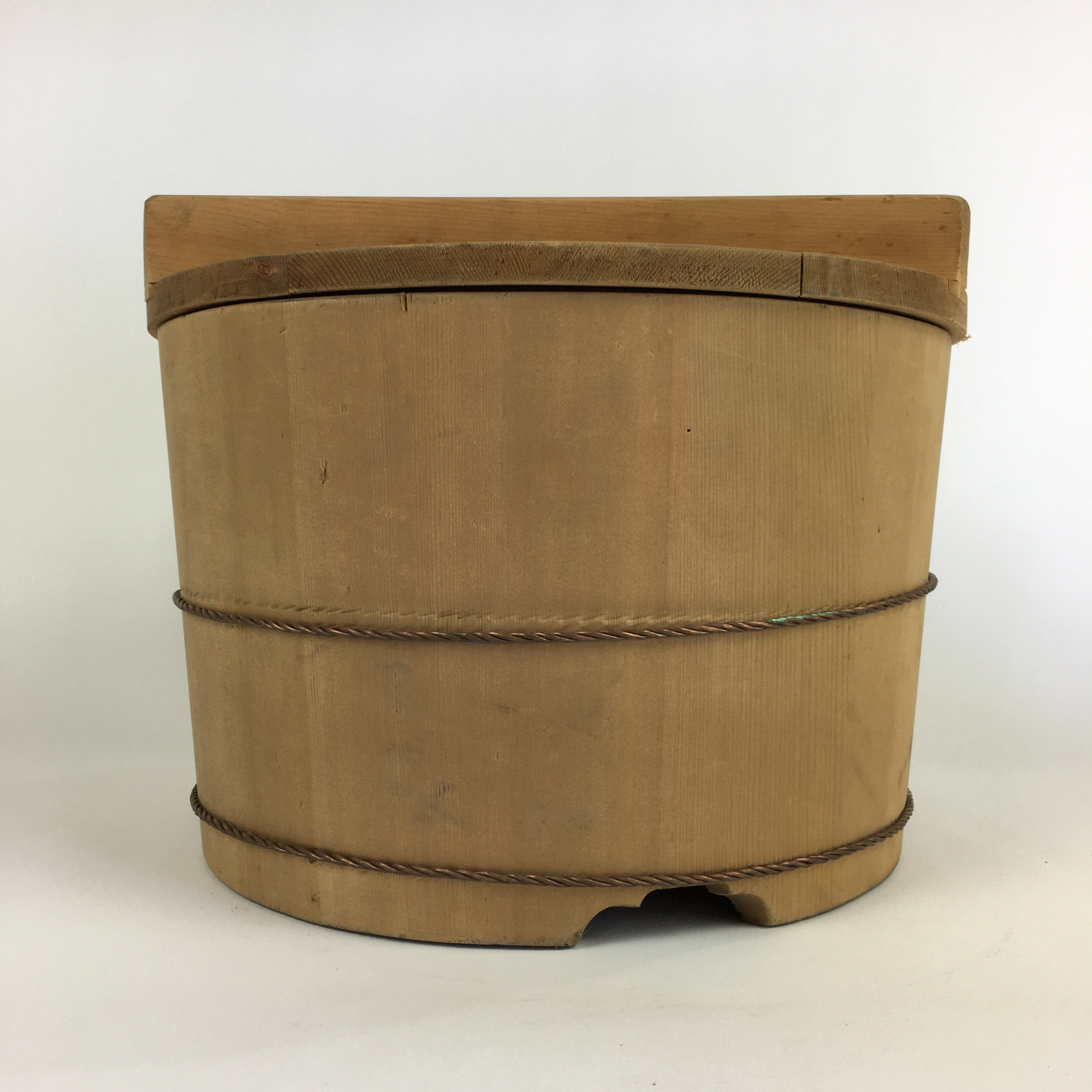 Japanese Handmade Wooden Lidded Bucket Oke Vtg Sushi Pickles JK343