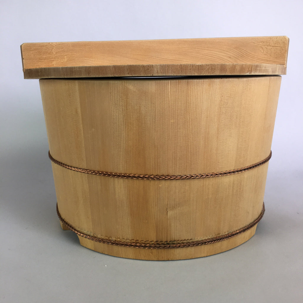 Japanese Handmade Wooden Oke Bucket Vtg Large Water Rice JK191