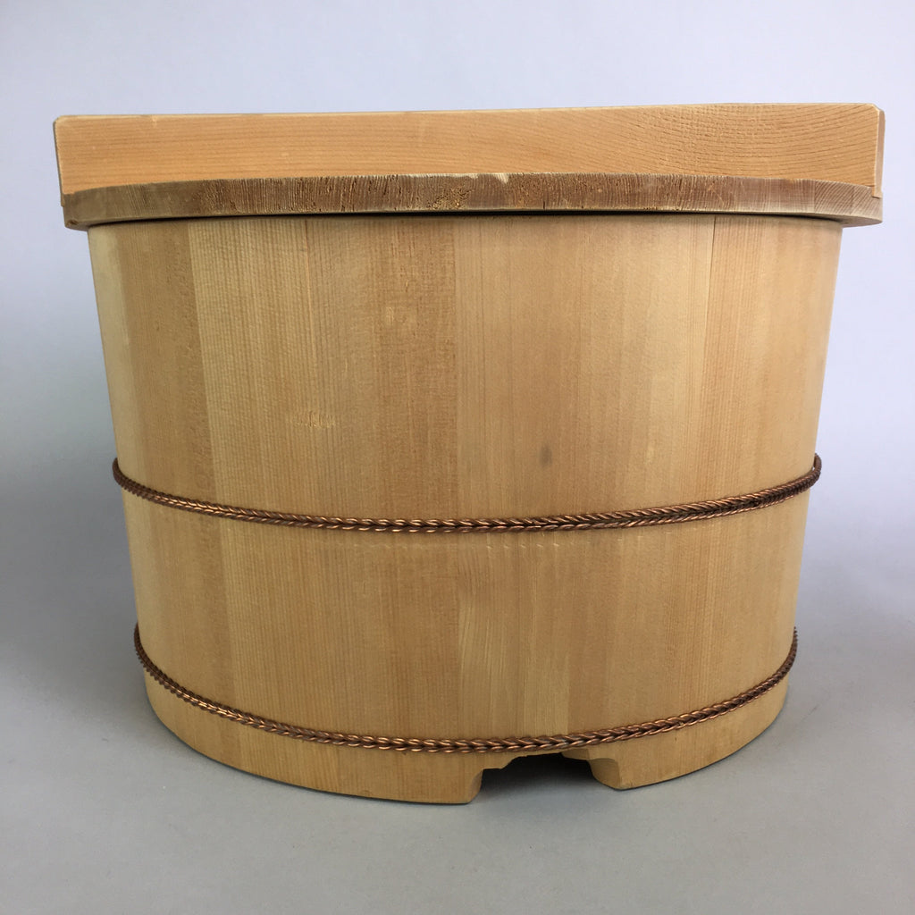 Japanese Handmade Wooden Oke Bucket Vtg Large Water Rice JK191