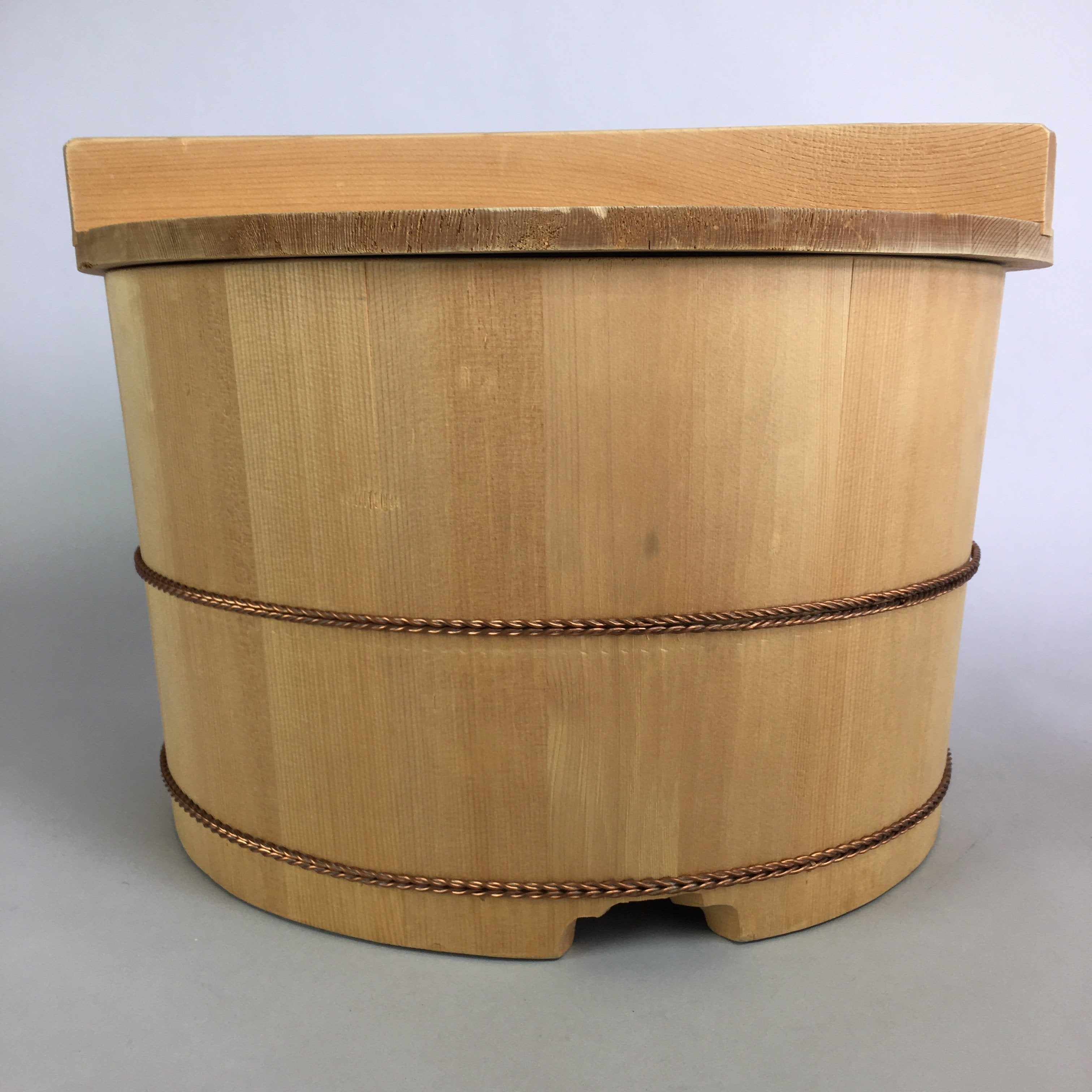 Japanese Handmade Wooden Oke Bucket Vtg Large Water Rice JK191