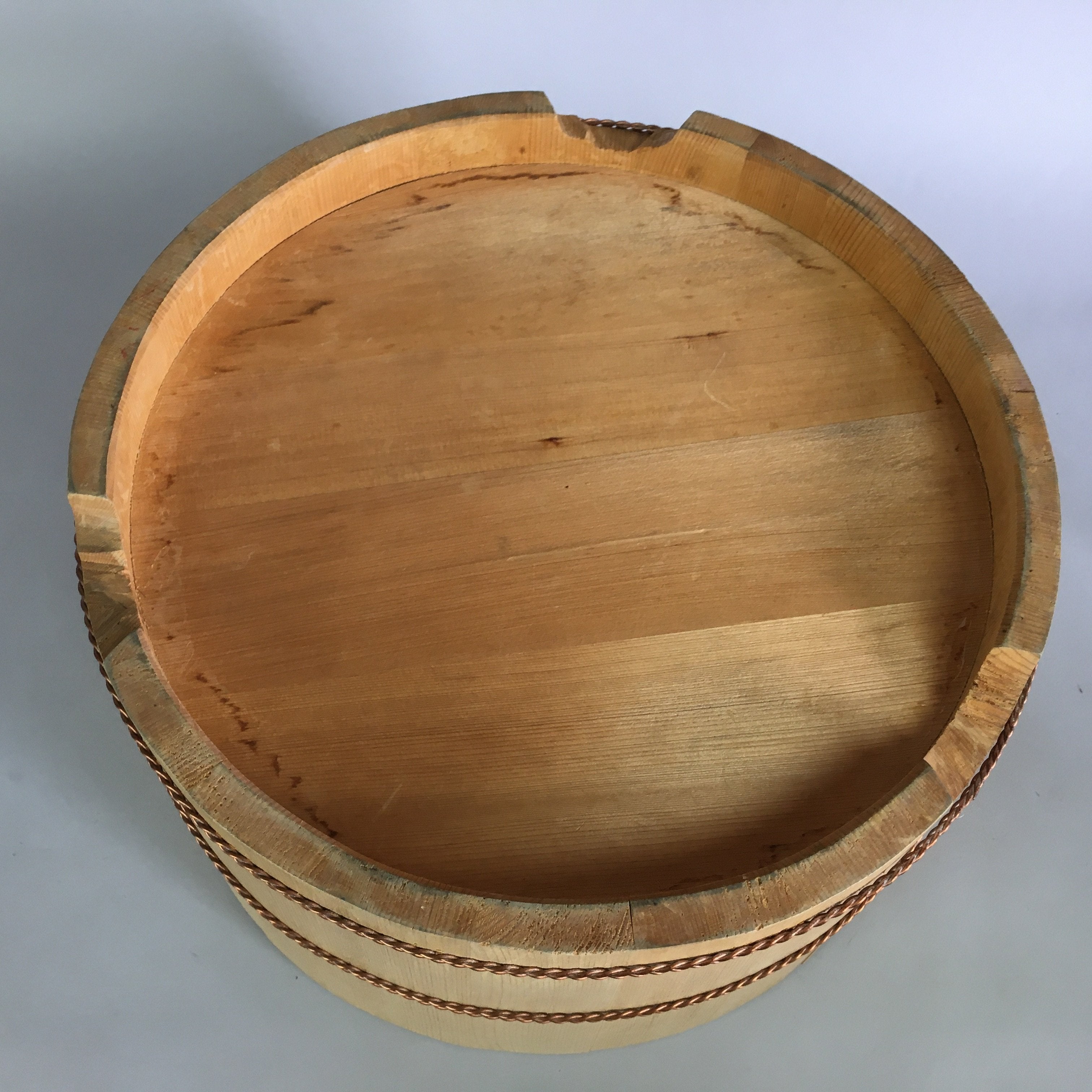 Japanese Handmade Wooden Oke Bucket Vtg Large Water Rice JK191