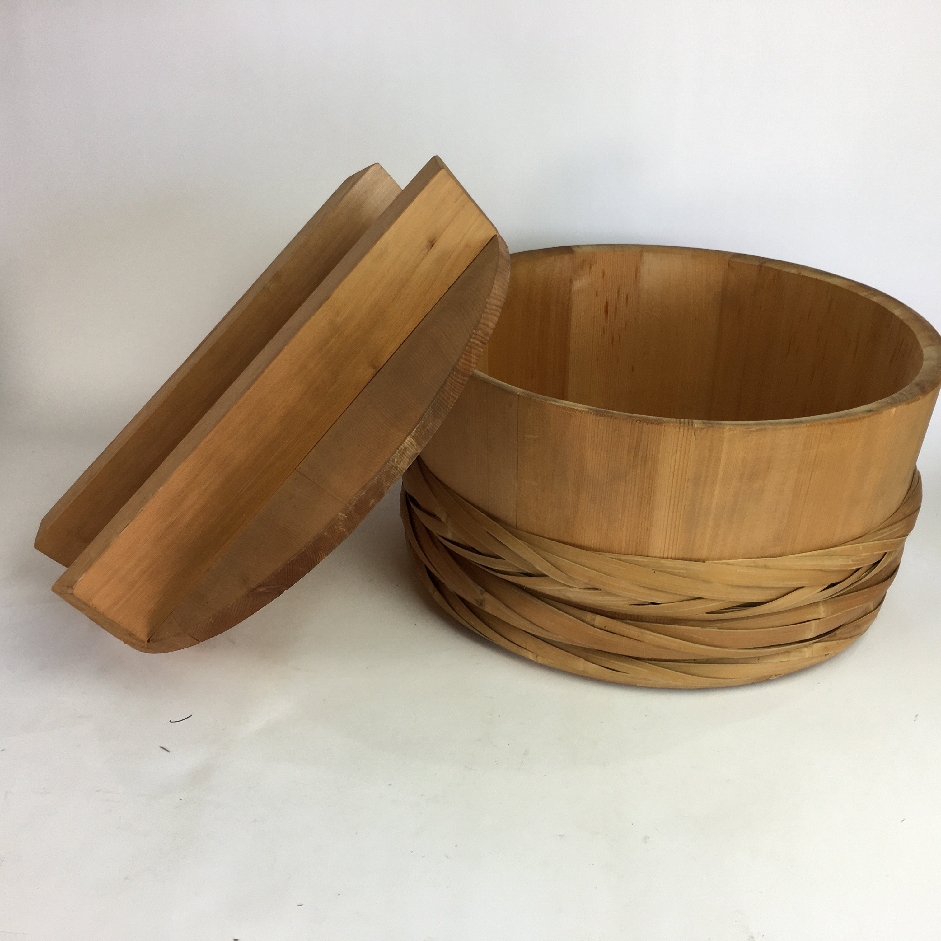 Japanese Handmade Wooden Oke Bucket Vtg Water Pickles Sushi Rice JK219