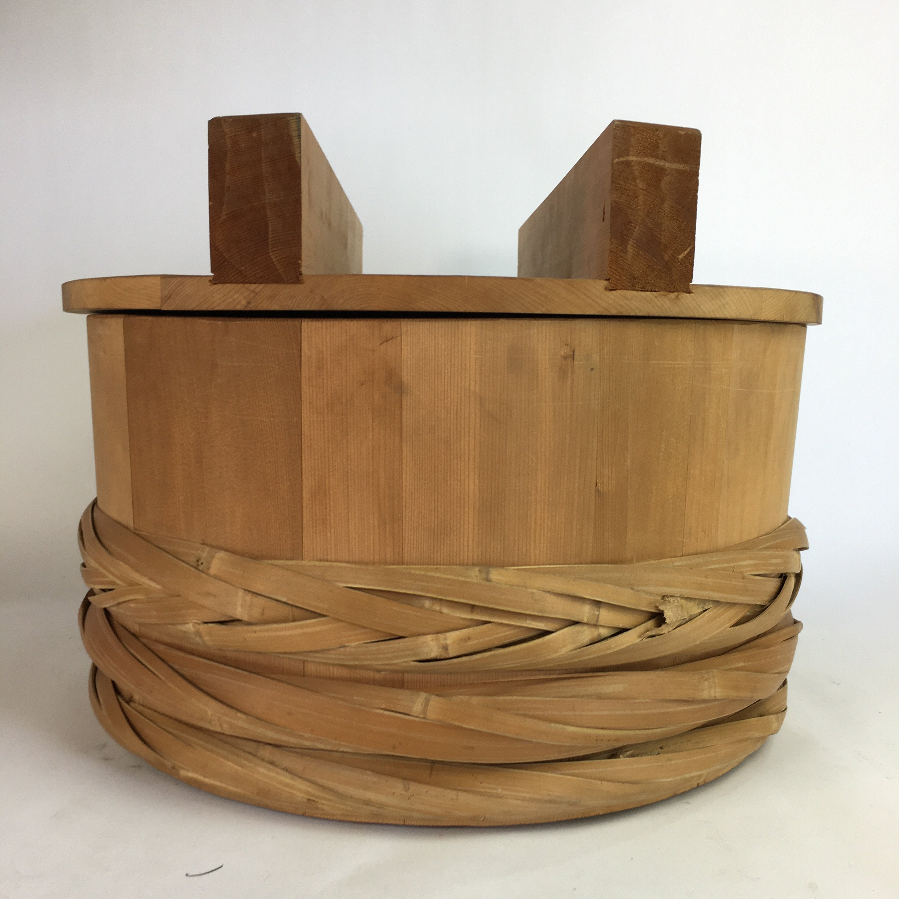 Japanese Handmade Wooden Oke Bucket Vtg Water Pickles Sushi Rice JK219