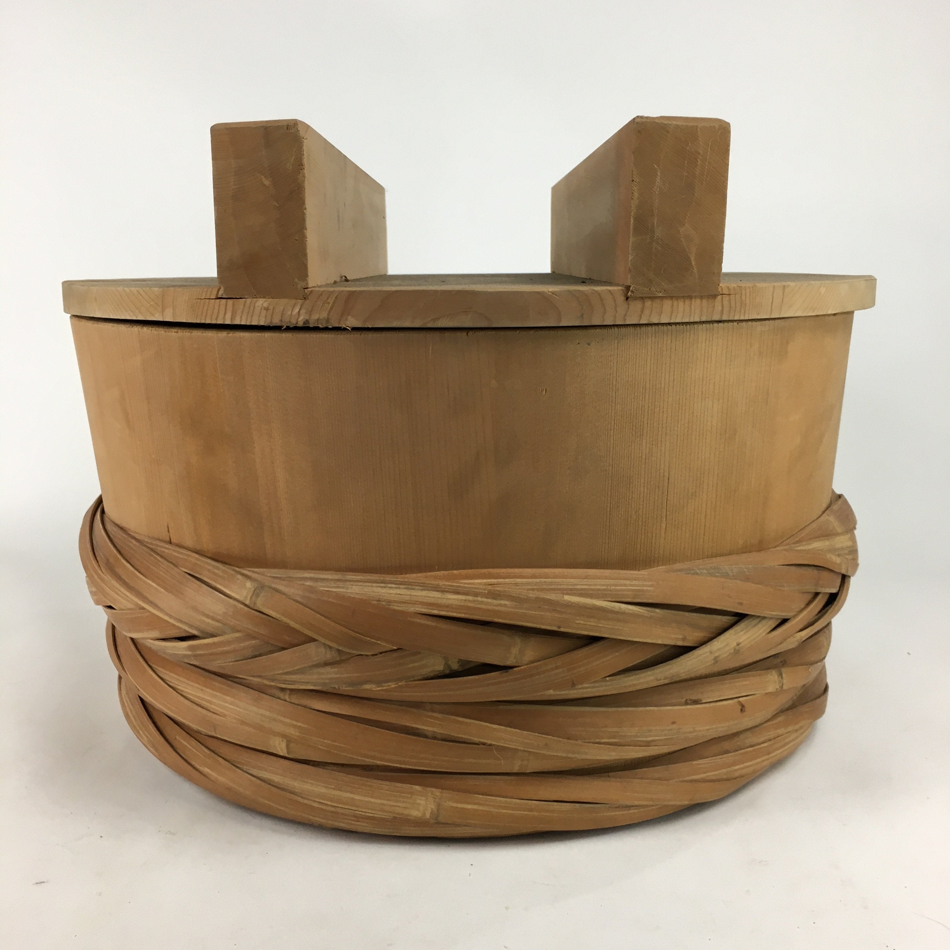 Japanese Handmade Wooden Oke Bucket Vtg Water Pickles Sushi Rice JK231