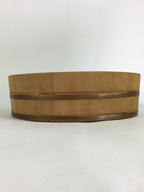 Japanese Handmade Wooden Oke Shallow Bucket Vtg Water Rice JK293