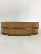 Japanese Handmade Wooden Oke Shallow Bucket Vtg Water Rice JK293