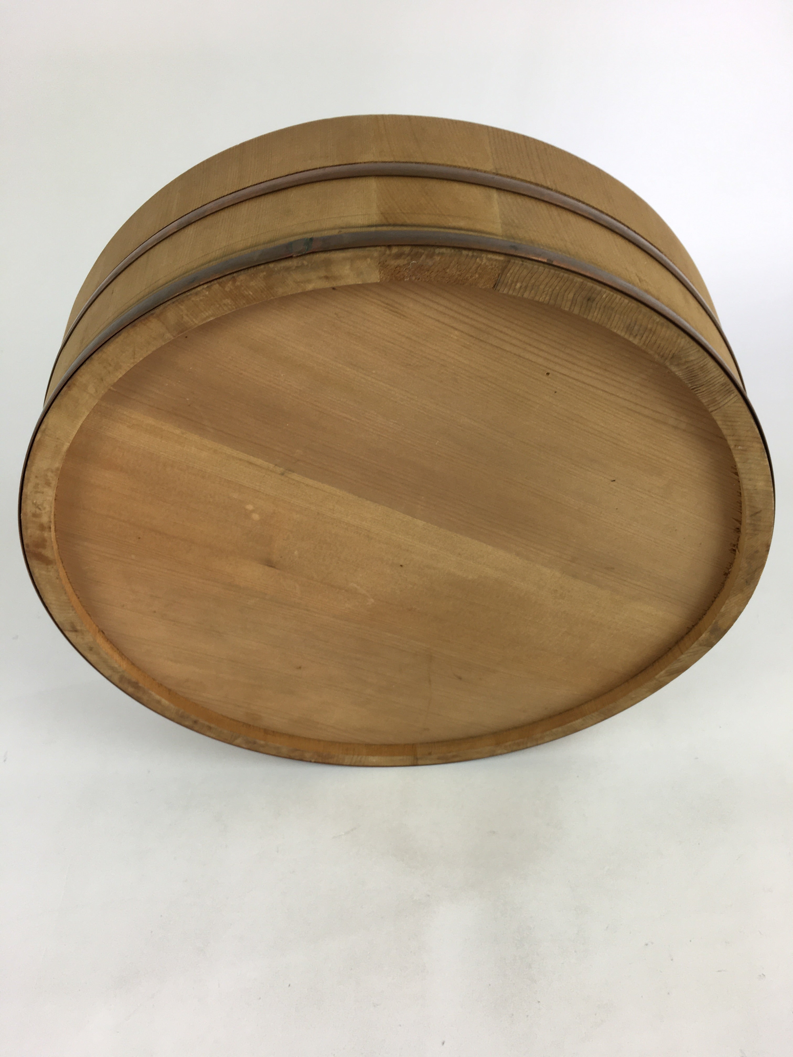 Japanese Handmade Wooden Oke Shallow Bucket Vtg Water Rice JK293