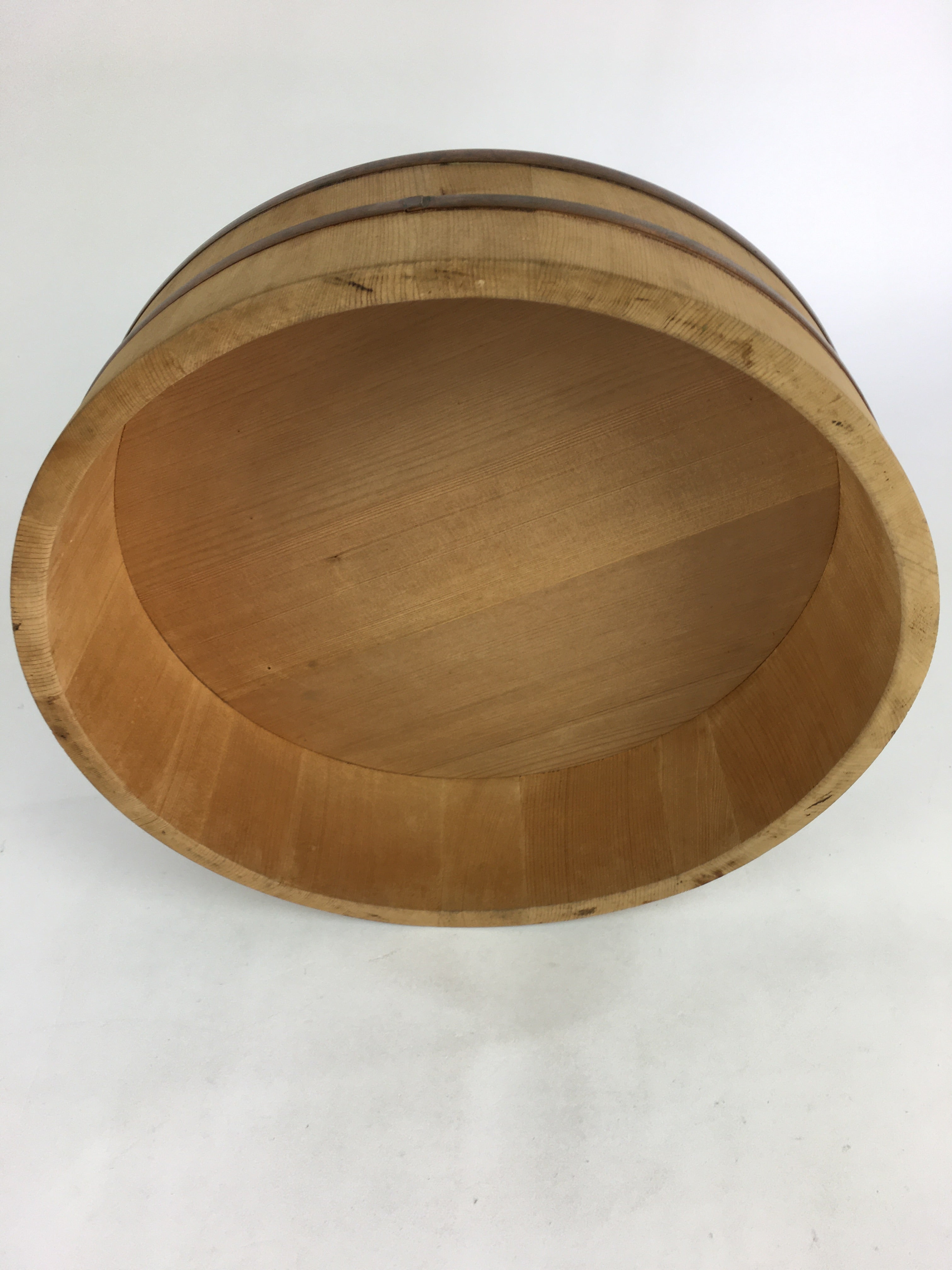 Japanese Handmade Wooden Oke Shallow Bucket Vtg Water Rice JK293