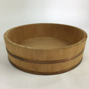 Japanese Handmade Wooden Oke Shallow Bucket Vtg Water Rice JK293