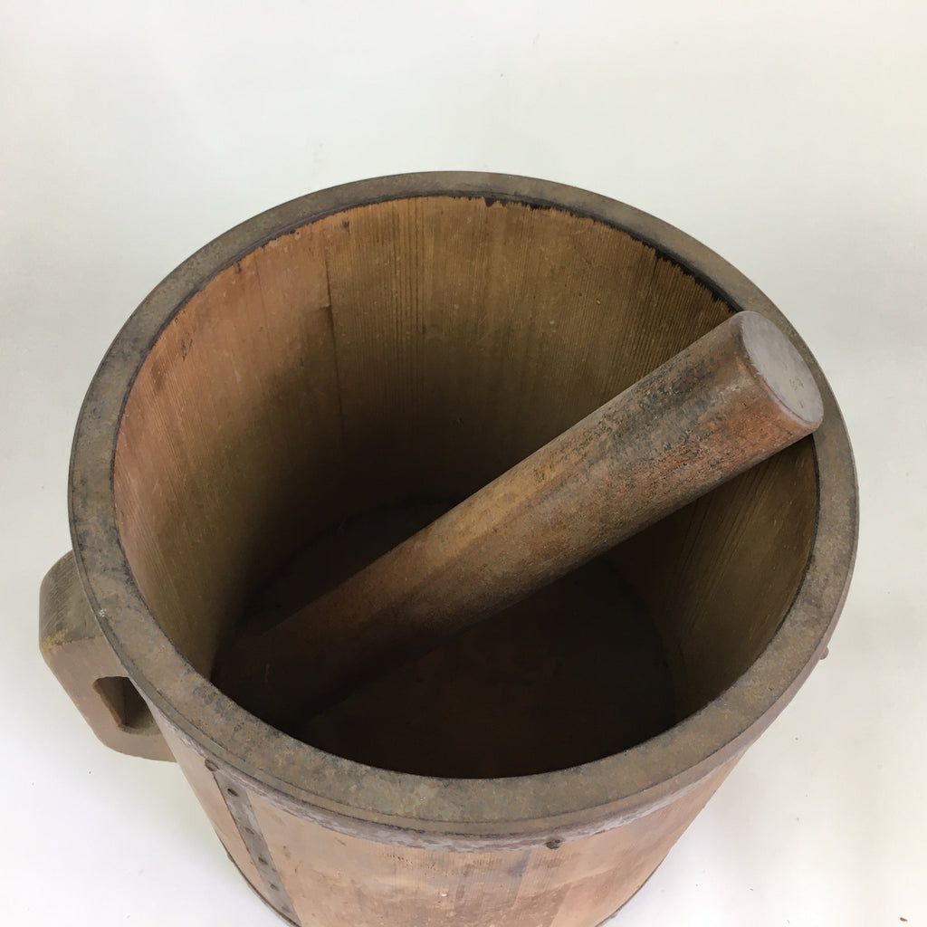 Japanese Handmade Wooden Rice Bucket Vtg Itto-masu Brown JK283