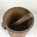 Japanese Handmade Wooden Rice Bucket Vtg Itto-masu Brown JK283