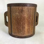 Japanese Handmade Wooden Rice Bucket Vtg Itto-masu Brown JK283