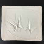 Japanese Hanging Ceramic Display Plate Seto ware Vtg Wood Frame Butterfly PX366