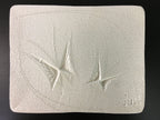 Japanese Hanging Ceramic Display Plate Seto ware Vtg Wood Frame Butterfly PX367