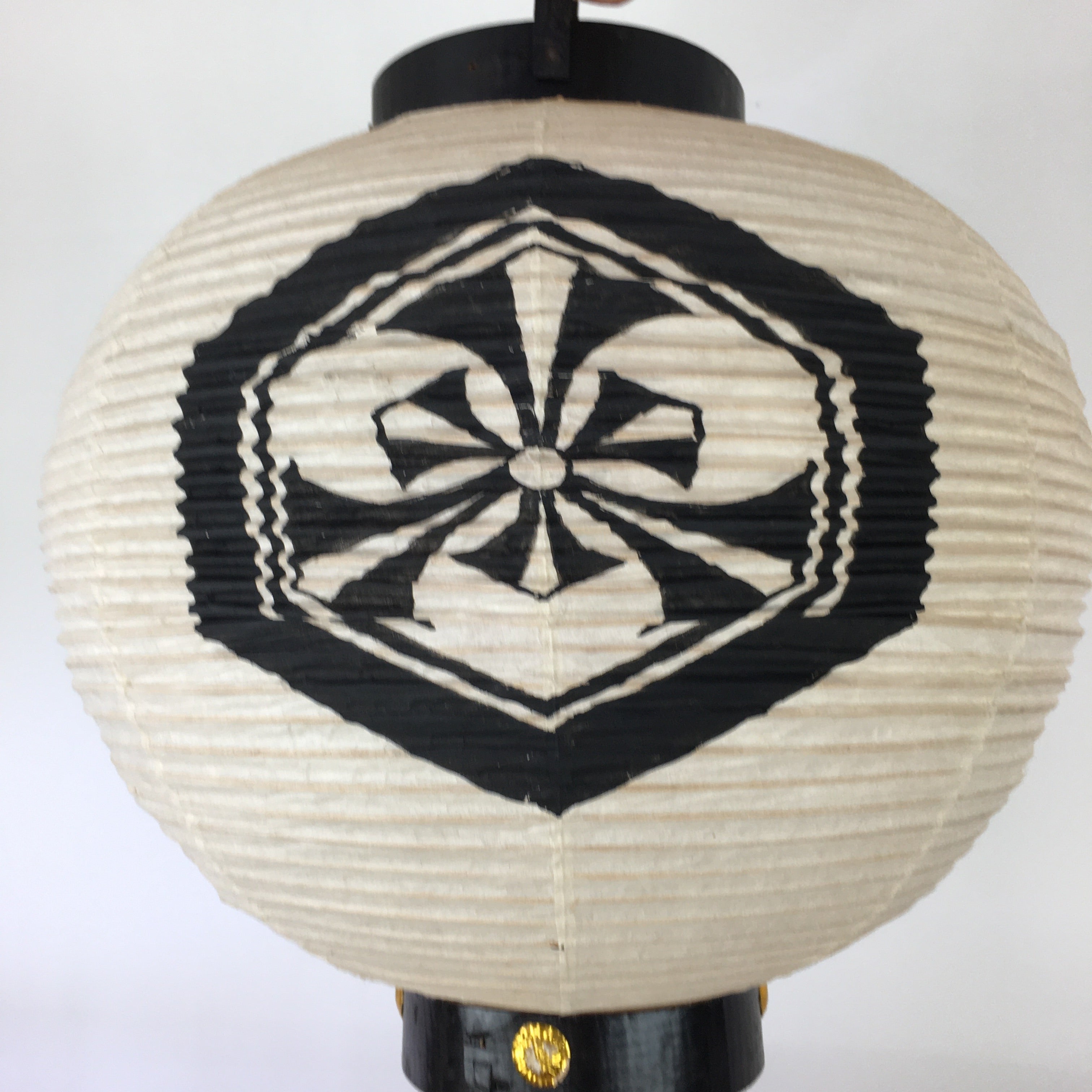 Japanese Hanging Paper Lantern Vtg Chochin Festival Washi Bmboo Crest LT49