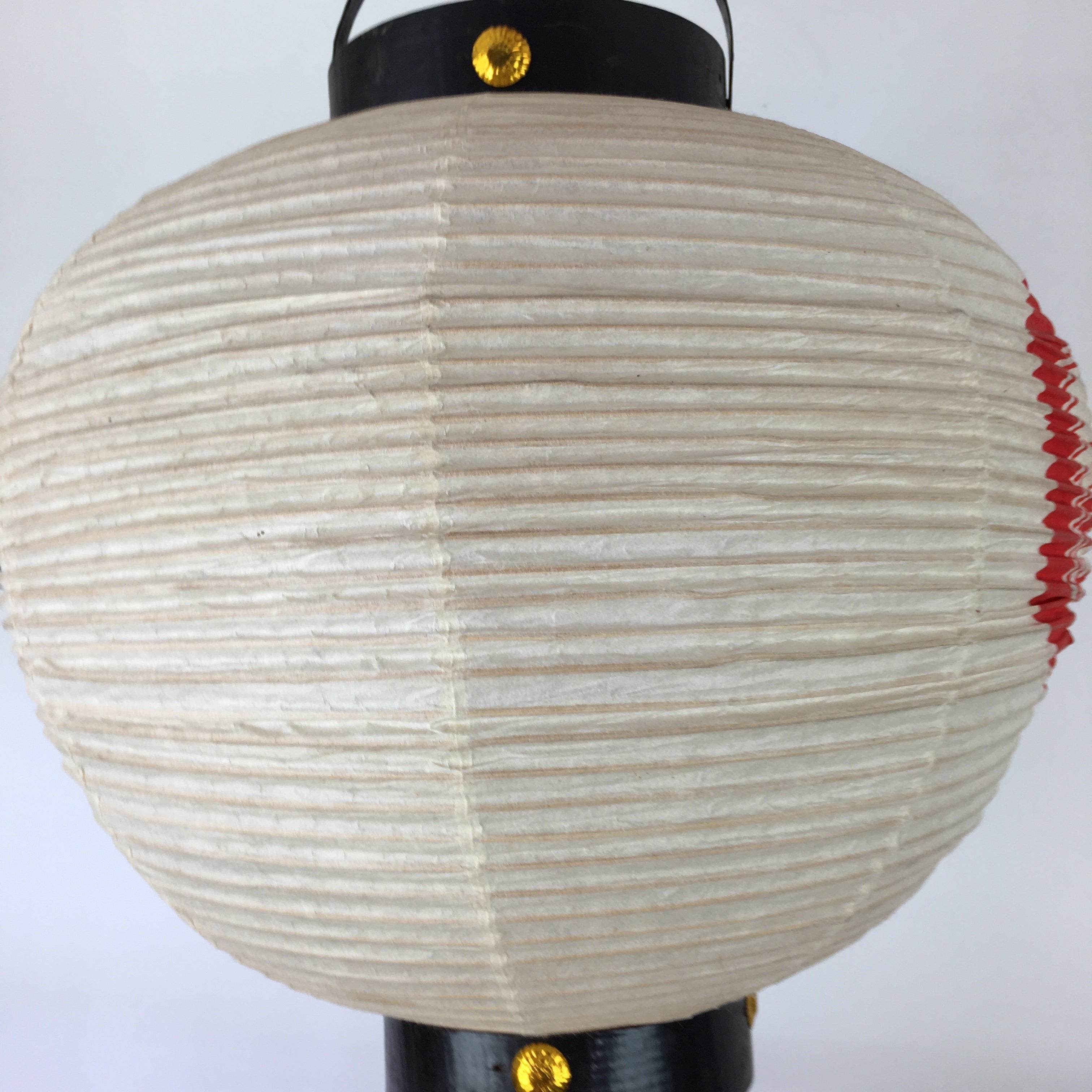 Japanese Hanging Paper Lantern Vtg Chochin Festival Washi Bmboo Crest LT49