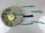 Japanese Hanging Paper Lantern Vtg Chochin Festival Washi Wood Frame Floral LT58