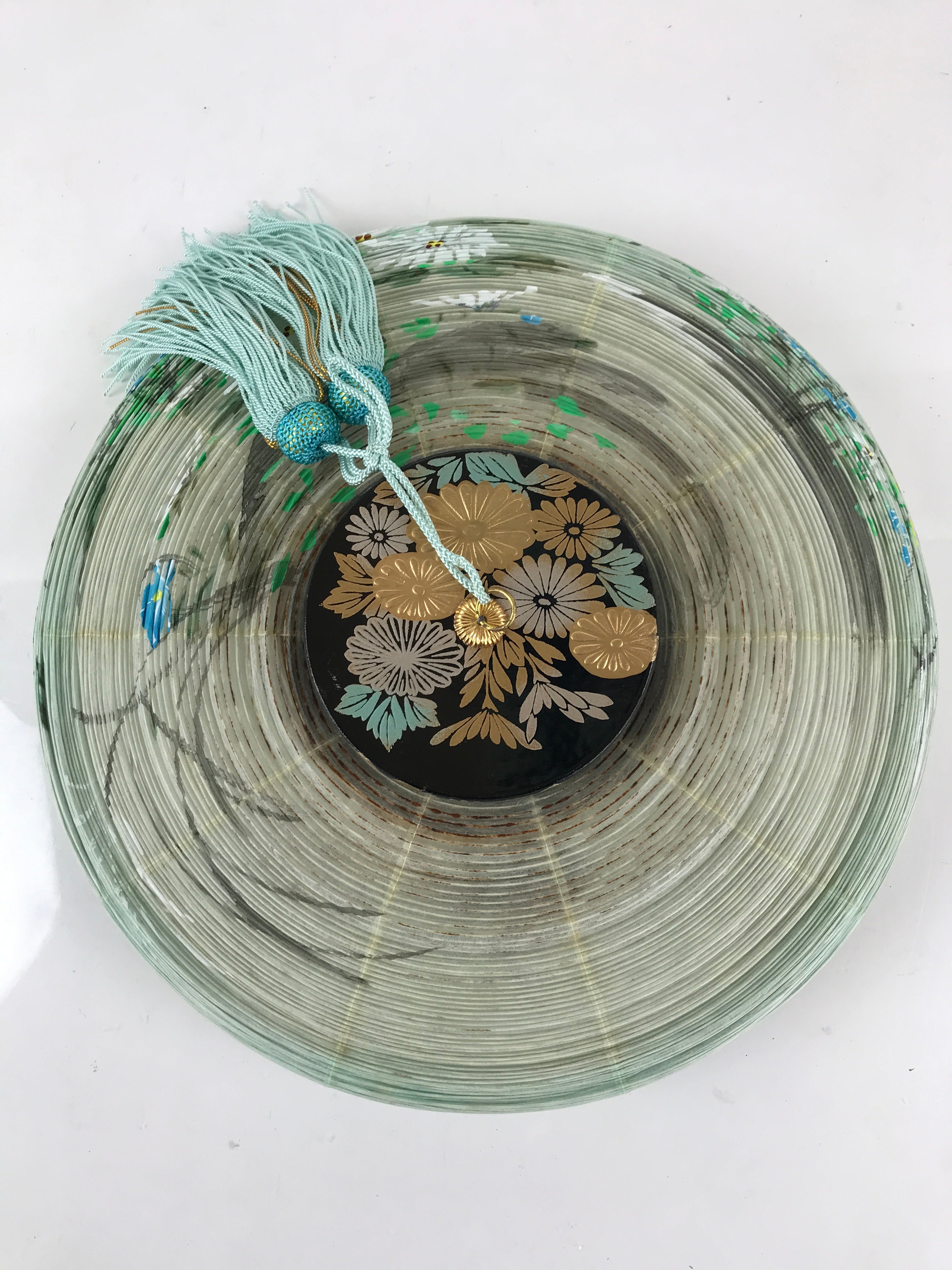 Japanese Hanging Paper Lantern Vtg Chochin Obon Festival Washi Wood Frame LT59
