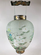 Japanese Hanging Paper Lantern Vtg Chochin Obon Festival Washi Wood Frame LT59