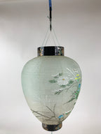 Japanese Hanging Paper Lantern Vtg Chochin Obon Festival Washi Wood Frame LT59