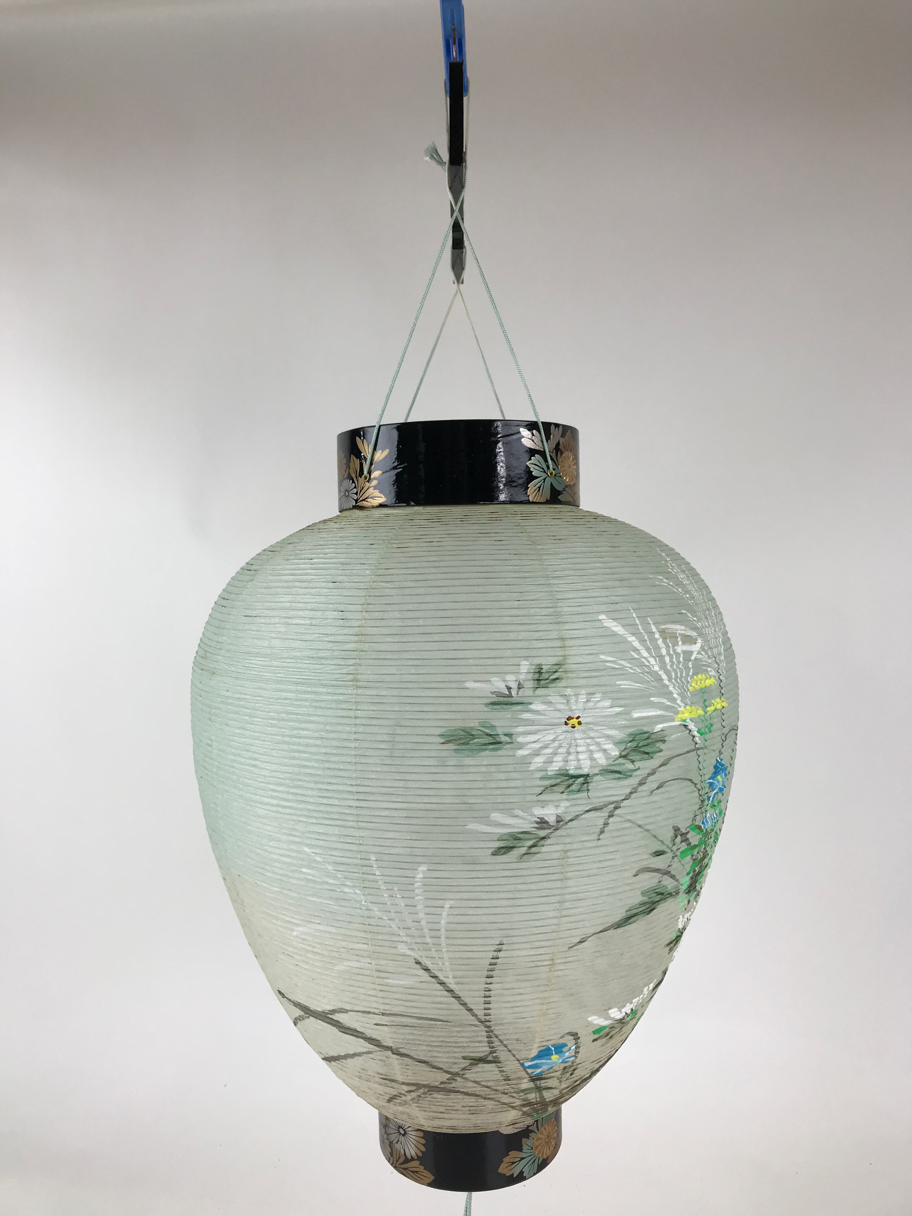 Japanese Hanging Paper Lantern Vtg Chochin Obon Festival Washi Wood Frame LT59