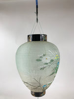 Japanese Hanging Paper Lantern Vtg Chochin Obon Festival Washi Wood Frame LT59