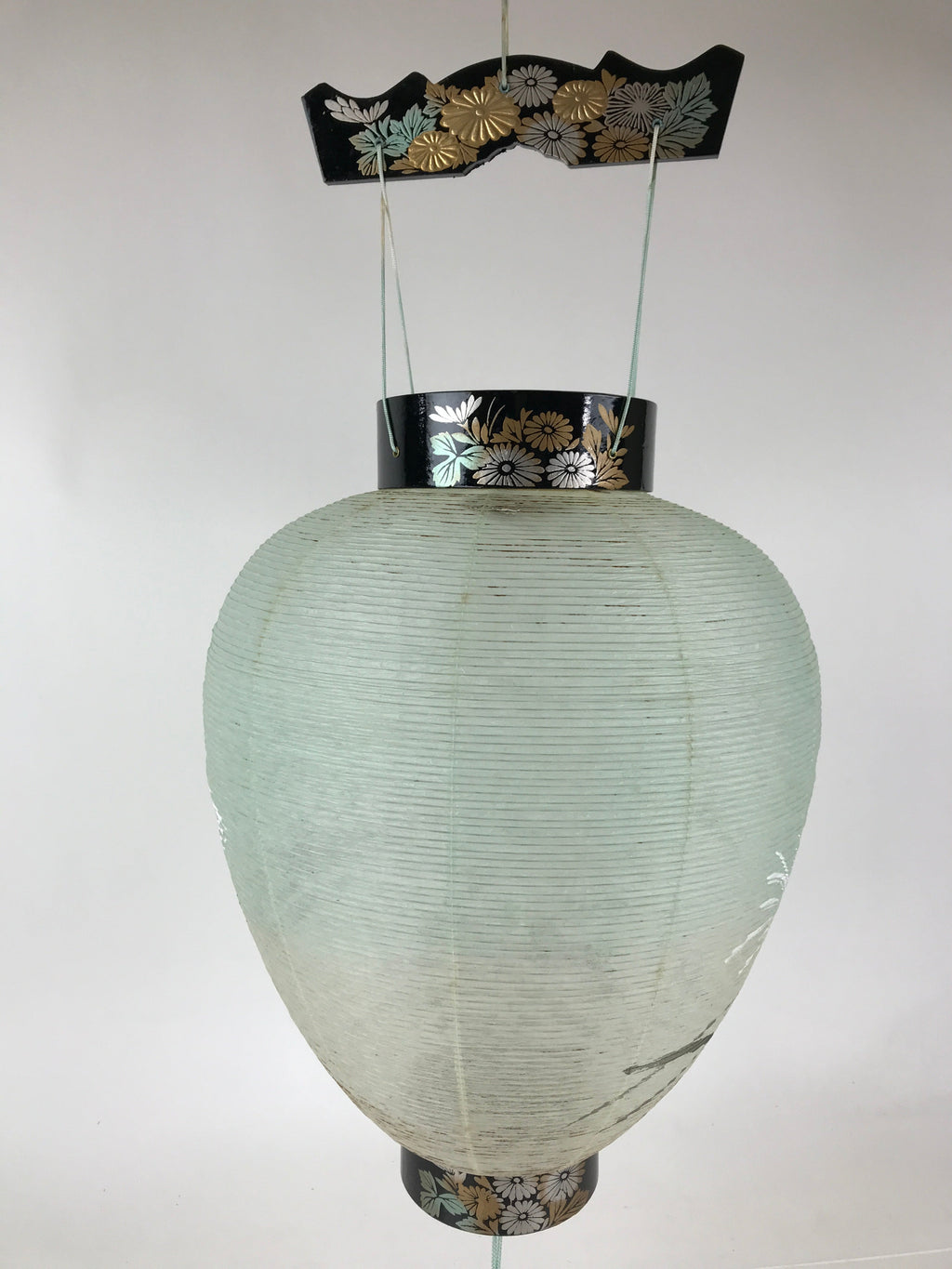 Japanese Hanging Paper Lantern Vtg Chochin Obon Festival Washi Wood Frame LT59
