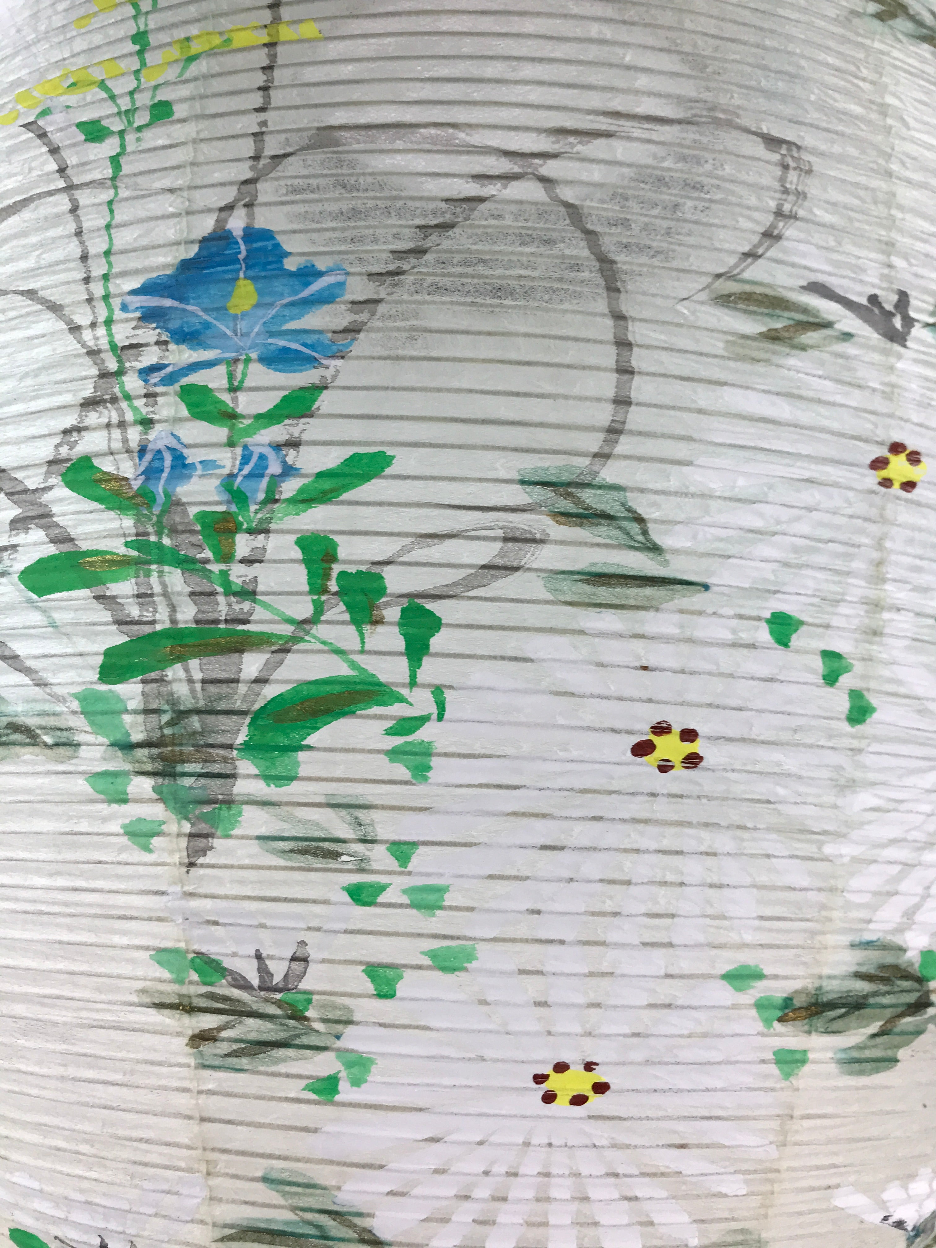 Japanese Hanging Paper Lantern Vtg Chochin Obon Festival Washi Wood Frame LT59
