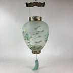 Japanese Hanging Paper Lantern Vtg Chochin Obon Festival Washi Wood Frame LT59