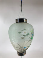 Japanese Hanging Paper Lantern Vtg Chochin Obon Festival Washi Wood Frame LT60