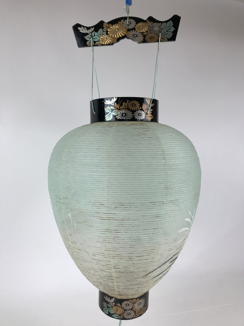 Japanese Hanging Paper Lantern Vtg Chochin Obon Festival Washi Wood Frame LT60