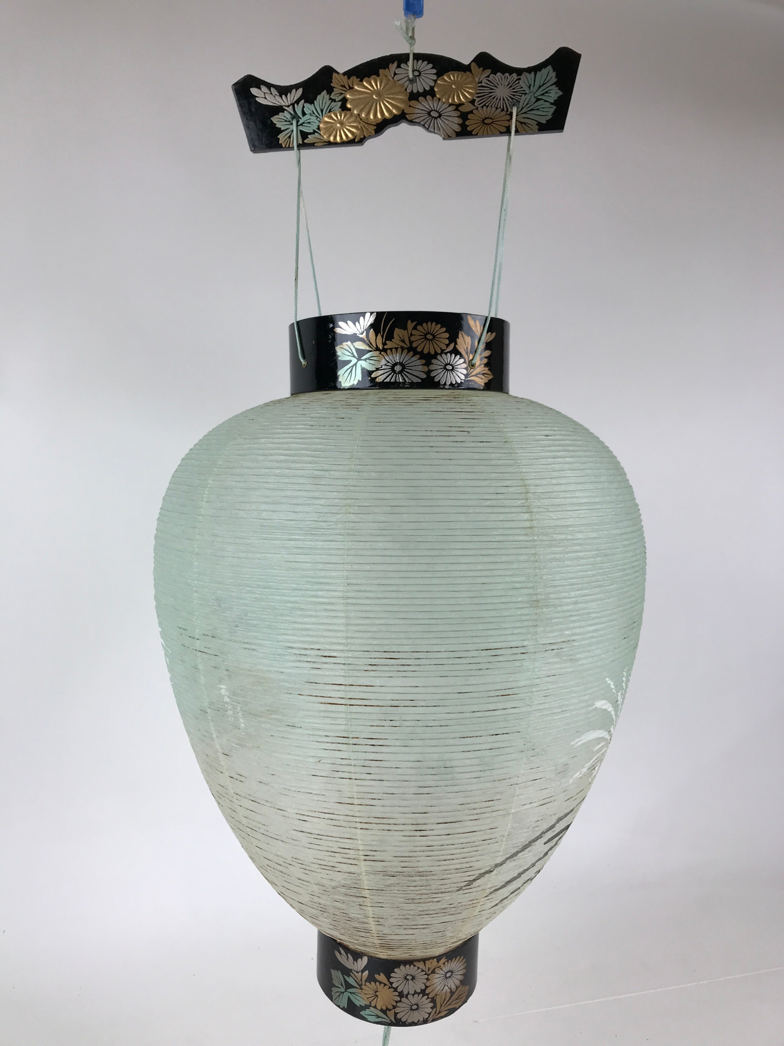 Japanese Hanging Paper Lantern Vtg Chochin Obon Festival Washi Wood Frame LT60