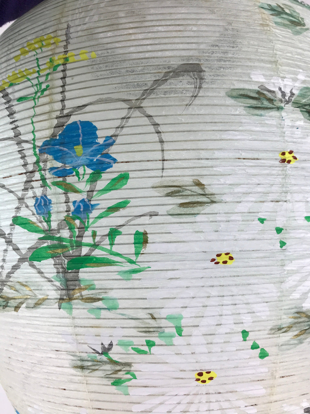 Japanese Hanging Paper Lantern Vtg Chochin Obon Festival Washi Wood Frame LT60